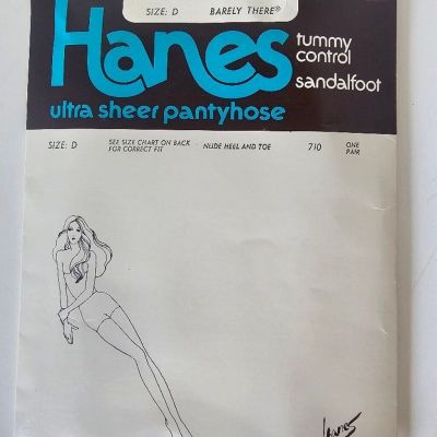 Hanes Ultra Sheer Pantyhose Size D Barely There Sandalfoot Tummy Control