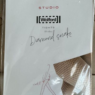 Wolford Diamond Snake Studio 3D tights  Medium Nude/blk Or Blk/Blk NEW