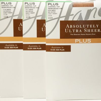 Hanes Absolutely Ultra Sheer Pantyhose size 6 Plus 4 pairs Barely There