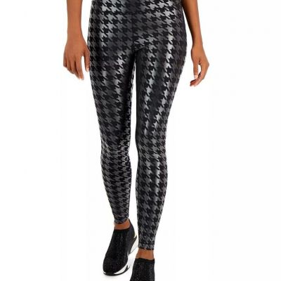 NWT! INC SZ XL Houndstooth Compression Leggings High Rise Black Metallic