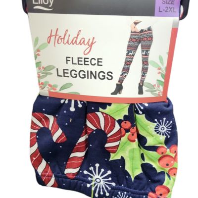 Lildy Holiday Fleece Leggings Size Large - 2XL Xmas *As Picture*