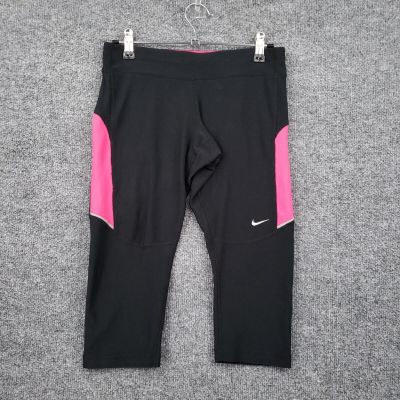 Nike Leggings Womens S Small Black Pink Capri Dri Fit Active Yoga Gym Workout