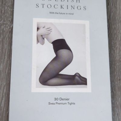 NEW SWEDISH STOCKINGS Black Svia Premium 30 Denier Tights - SIZE XL Sustainable