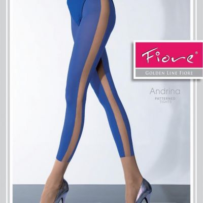 FIORE ANDRINA BLUE AND BLACK SHEER FOOT AND SIDE 40 DEN PANTYHOSE TIGHTS 3 SIZES