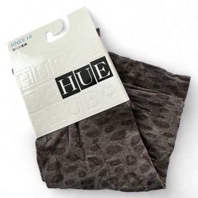 Hue Womens Leopard Print Knee Hi Espresso Heather One Size | 1 Pair NEW