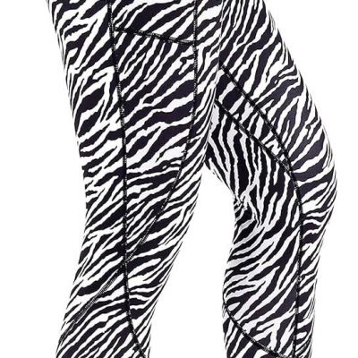 Womens Printed Tummy Control Yoga Workout Leggings X-Large, Yogacapris-zebra