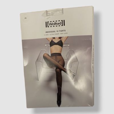 $55 Wolford Women Beige Solid Individual Ultra Sheer 10 Denier Tights Size XS