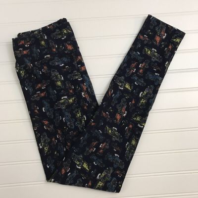 NWT LulaRoe OS Leggings Navy Blue Antique Cars Pattern One Size New LLR HTF Rare