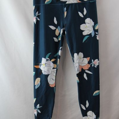 Athleta Women's Blue Floral Ankle Leggings sz L