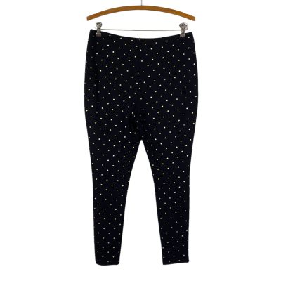 Chico's Ankle Leggings Black & Gold Polka Dot Pull On Pants Sz. 1P (MP)