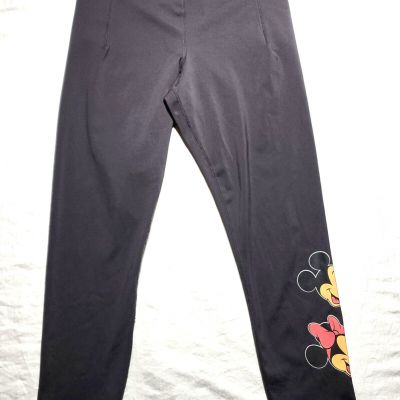 Disney Leggings Womens Large Black Mickey Minie Mouse Yoga Workout Cropped