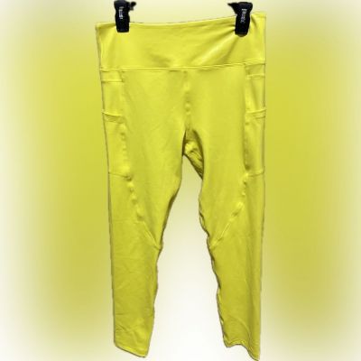 Zyia Active Light N Tight Neon Yellow Metallic Leggings High Rise - Size 12