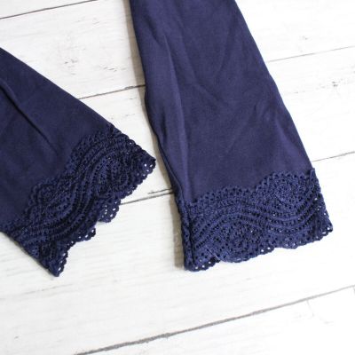 Massini Women's Navy Blue Leggings Size S Lace Hem 27