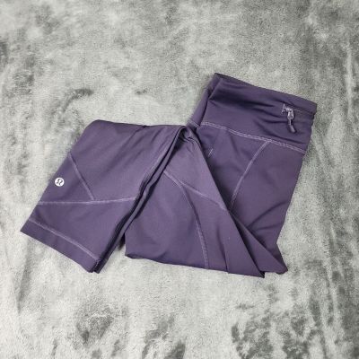 Lululemon Purple Low Waisted Cropped Gym Leggings With Pocket Women's Size 6