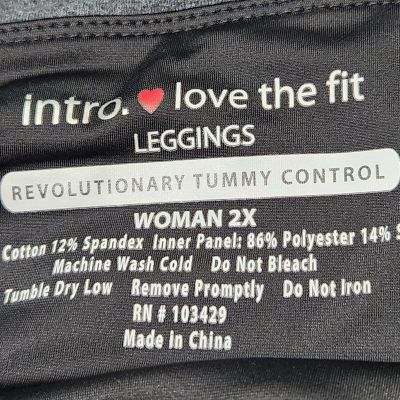 Intro Love The Fit Leggings For Women Size 2X Black Tummy Control Stretch  B5