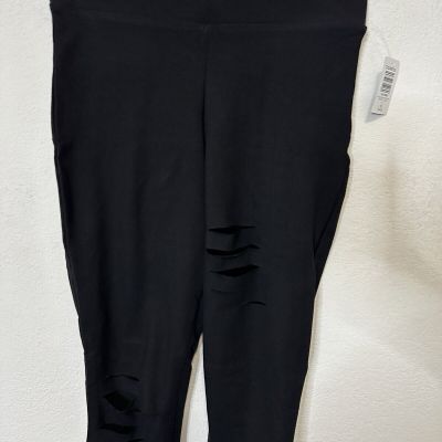 Torrid Black Asymmetrical Destroyed Slasher Pedal Pusher Leggings Size 1XL