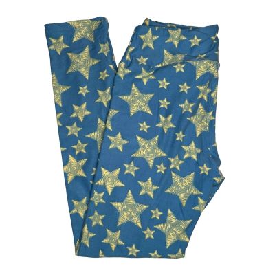 NEW Lularoe Leggings Americana Patriotic Stars Blue Yellow OS One Size