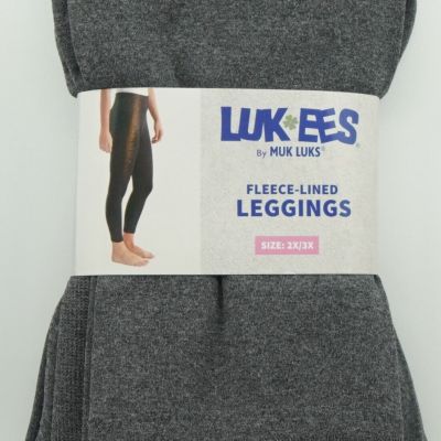 Muk Luks Lukees Fleece-Lined Leggings Size 2X/3X Grey