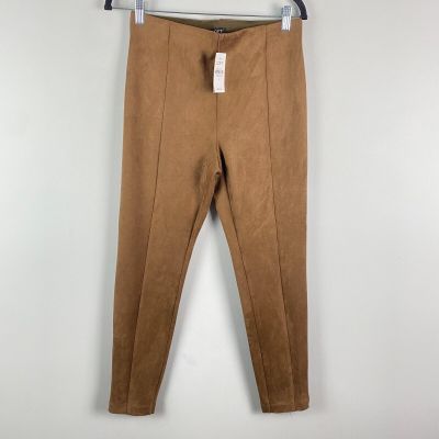 LOFT Ankle Zip Faux Suede Leggings Size Small Tan Brown