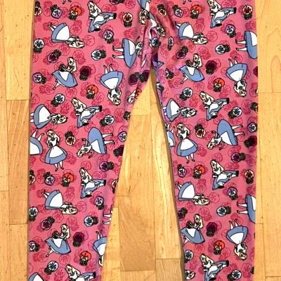 LuLaRoe Soft Leggings Pants Pink ALICE IN WONDERLAND Disney One Size Stretch