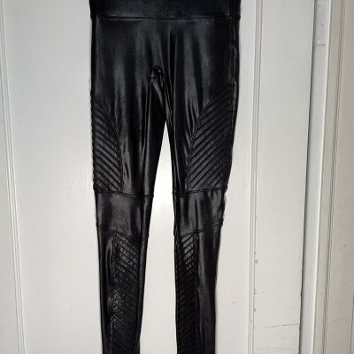 Spanx Faux Leather Moto Leggings Black Size S  c310