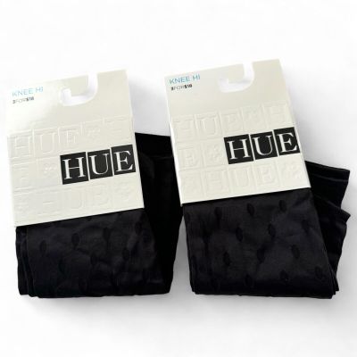 HUE Sheer Dot Opaque Knee High Black One Size | 2 Pairs | U15840 NEW