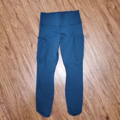 ATHLETA Cropped Leggings 4 Pockets Drawstring Waist Women's Size XS XSmall Teal