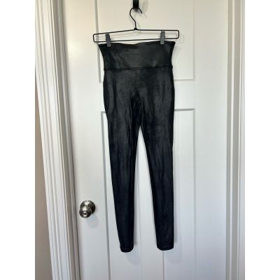 Spanx Women's Faux Leather Leggings Yoga Running Gym Black Size Small