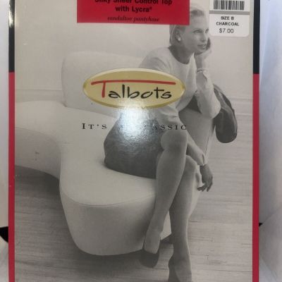 Talbots Pantyhose Microfiber Opaque Control Top w/Lycra 3D Size B  Charcoal