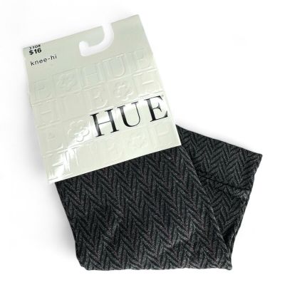 HUE Pinstripe Herringbone Knee Hi Womens One Size Black 1 Pair NEW