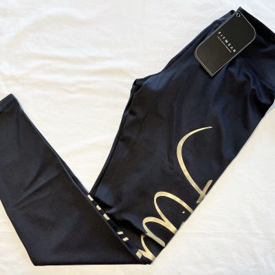 Fitwear joggers  Black Leggings Size Medium Black & Gold Foil Lettering