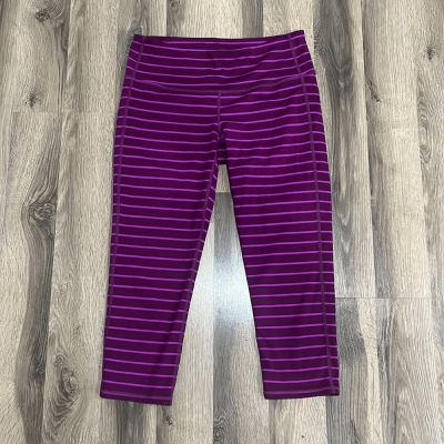 Athleta Chaturanga Capri Women's Small Pink Purple Stripe Workout Leggings