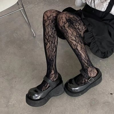 WOMEN'S GOTHIC FLORAL FLOWER PATTERN MESH FISHNET PANTYHOSE STOCKINGS TIGHTS