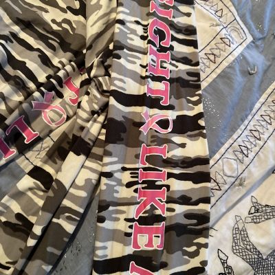 2 Pair Fight Like A Girl Camo Leggings L