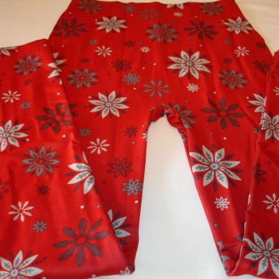 New! Holiday Festive Snowflake Misses Juniors Legging Fleece Lined Leggings L/XL