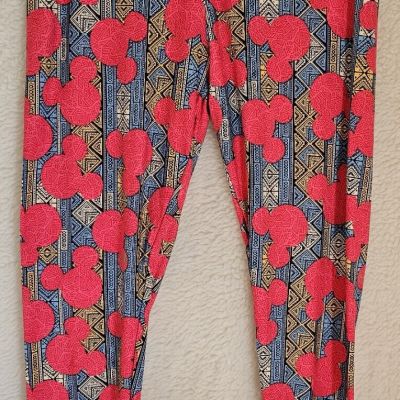 LuLaRoe Womens Leggings Pants Size Tall & Curvy Plus Mickey Mouse Sueded NWOT