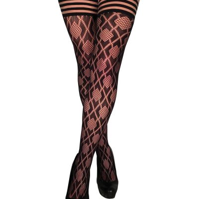 Kix'ies Elle Fishnet Diamond Thigh Highs Black