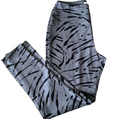 Rachel Zoe gray black legging women animal stripes legging size L yogo gym