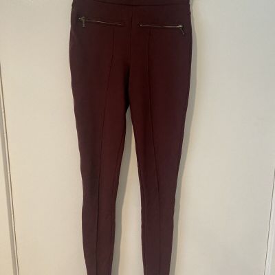 Zara Women’s Bordeaux Leggings XS With Stitched Creases