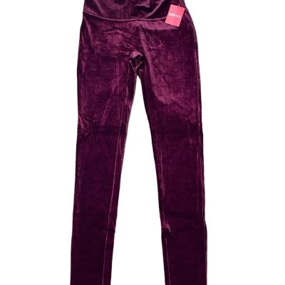 NWT New SPANX Shiny Velvet High Waisted LEGGINGS Rich Burgundy Medium