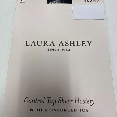 Laura Ashley control top sheer hosiery with reinforced toe Black 2 Pairs C / D