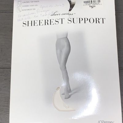 K5 NOS JCPENNEY SHEER CARESS SHEEREST SUPPORT AVERAGE TAUPE-41 PANTYHOSE CONTROL