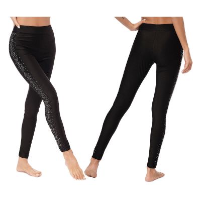 Women Pants Workout Pantyhose Rhinestones Sweatpants Sports Tights Fitness Slim