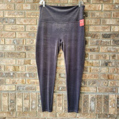 Spanx Women's Size 3X Velvet Leggings Gray Chic Silver Chrome High Rise Stretch