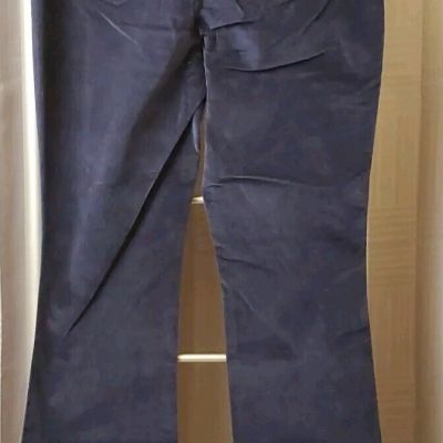 DG2 Diane Gilman NWT Small Pull-On Stretch Velvet Pant Navy Faux Pockets