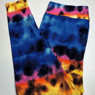 NEW LuLaRoe TC2 Leggings Tie Dye RAINBOW PRIDE Black Color Diva Summer Vacation