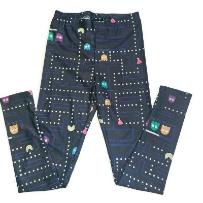 PAC MAN Retro Video Game Stretch Leggings Funky Athletic Workout Casual Size S