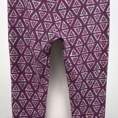 NWT LuLaRoe One Size OS Leggings Geometric Triangles Purple Sage Green Soft