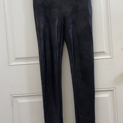 SPANX Faux Leather Stretchy Black Leggings Size Medium