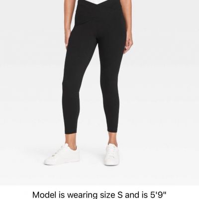 Women's Crossover V-Waistband Leggings - A New Day™ Black M (open Box)